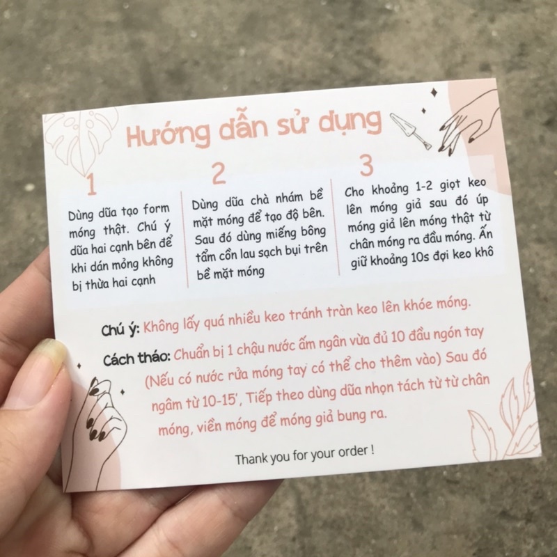 Nhãn mác tag gắn móng giả, nail giả, 50 nhãn bìa cứng Kích thước 9x11cm  (HÀNG CÓ SẴN ) MẪU 4