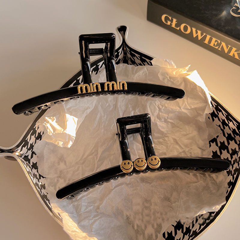 Kẹp Tóc Hình Mặt Cười Màu Đen Cỡ Lớn Thời Trang Cho Nữ