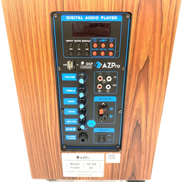 Loa kéo chính hãng AZPRO,AZ-308,Bass 20-3 đường tiếng thùng gỗ cao cấp,tặng 2 mic không dây vỏ kim loại hút âm
