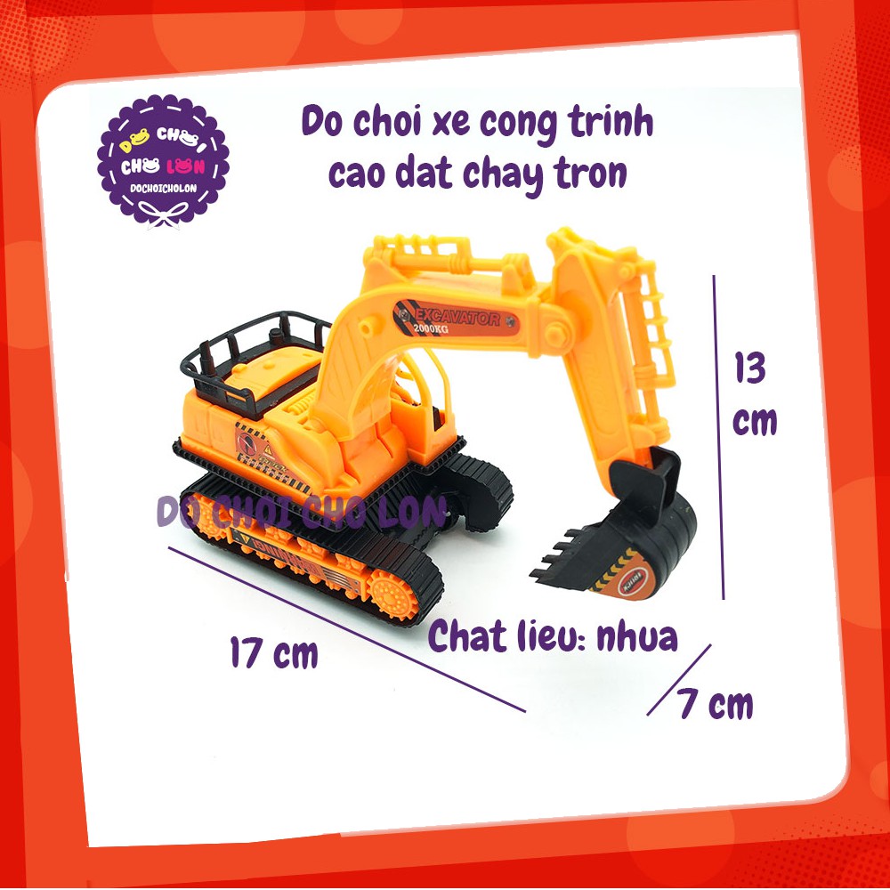 Đồ chơi xe cào đất bánh xích bằng nhựa chạy trớn 235X - KhaDiTOYS - Xe công trình mô hình