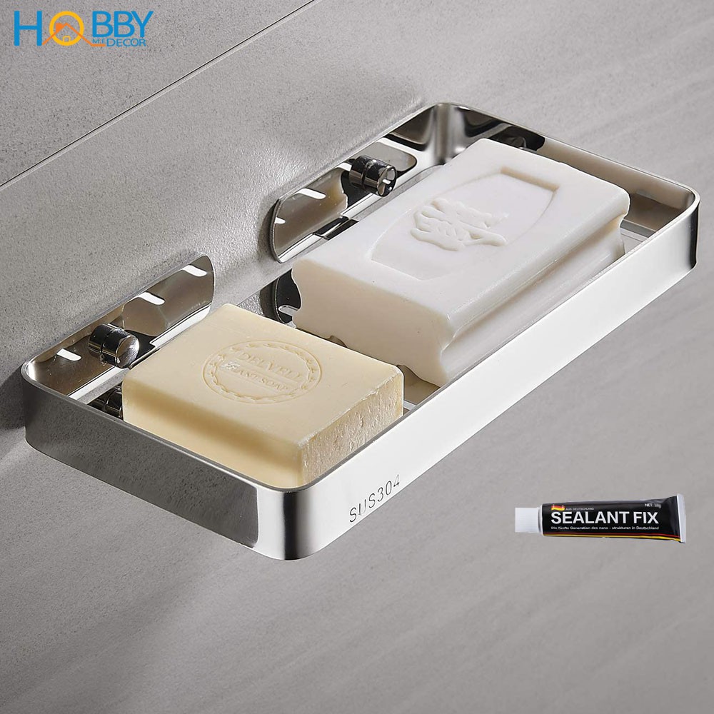 Kệ đựng xà phòng HOBBY Home Decor SB6 Inox 304 dán tường gạch men hoặc khoan tường - loại lớn cao cấp