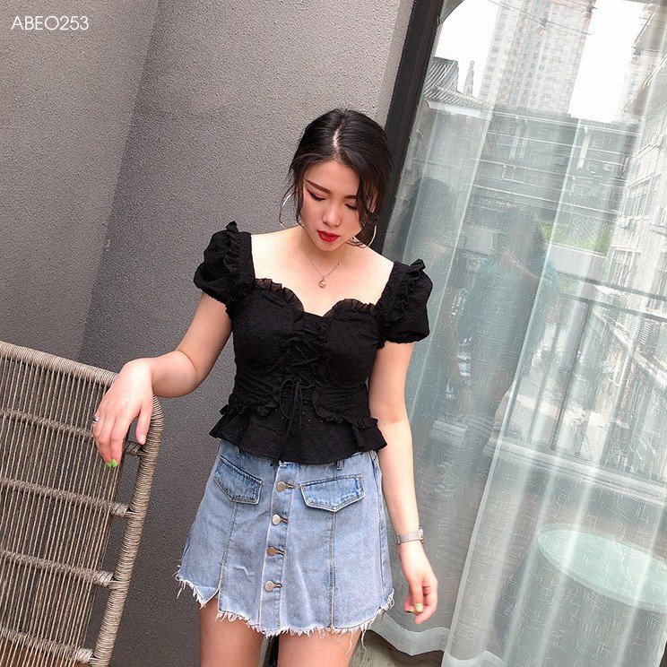 Áo cúp ngực bèo đan giây - ABEO253