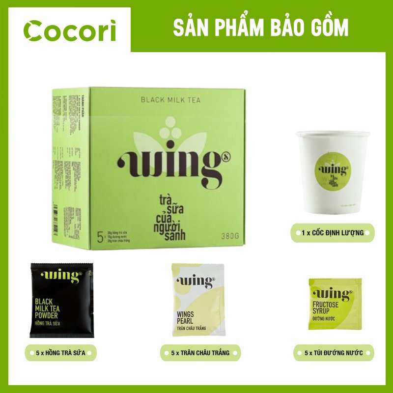 Trà Sữa Wings Tự Pha Hộp Hộp 5 Set Vị Hồng Trà Và Trà sữa Wings Nhài Cocori