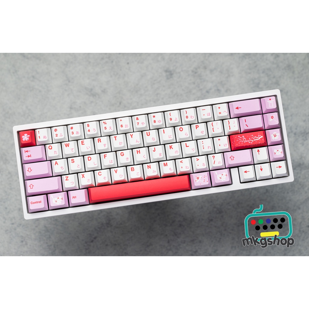 Keycap GMK Hazakura clone PBT 133 nút bàn phím cơ in nhiệt sắc nét màu đẹp, profile cherry