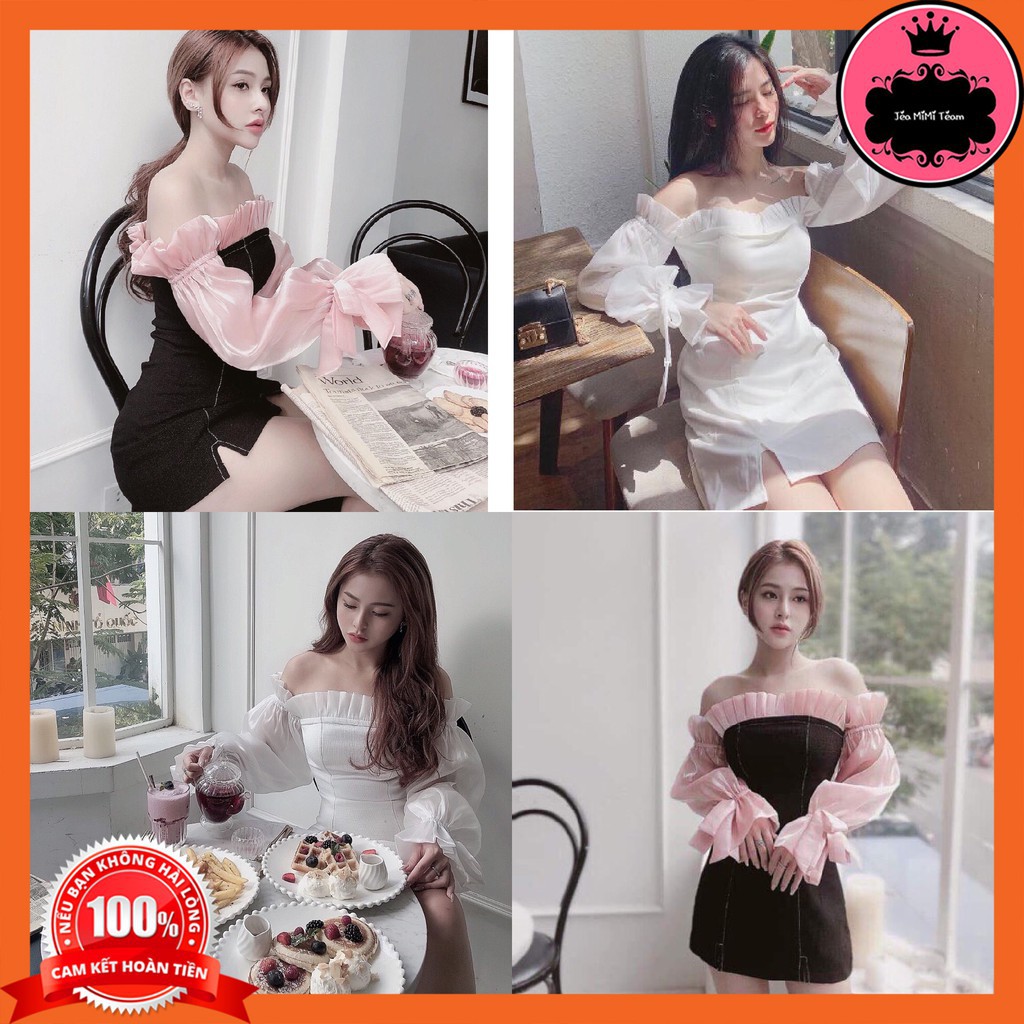 VÁY BODY TAY PHỒNG CÓ MÚT NGỰC 3 SIZE S,M,L MÀU TRẮNG, HỒNG VẢI BỐ KÈM LƯỚI