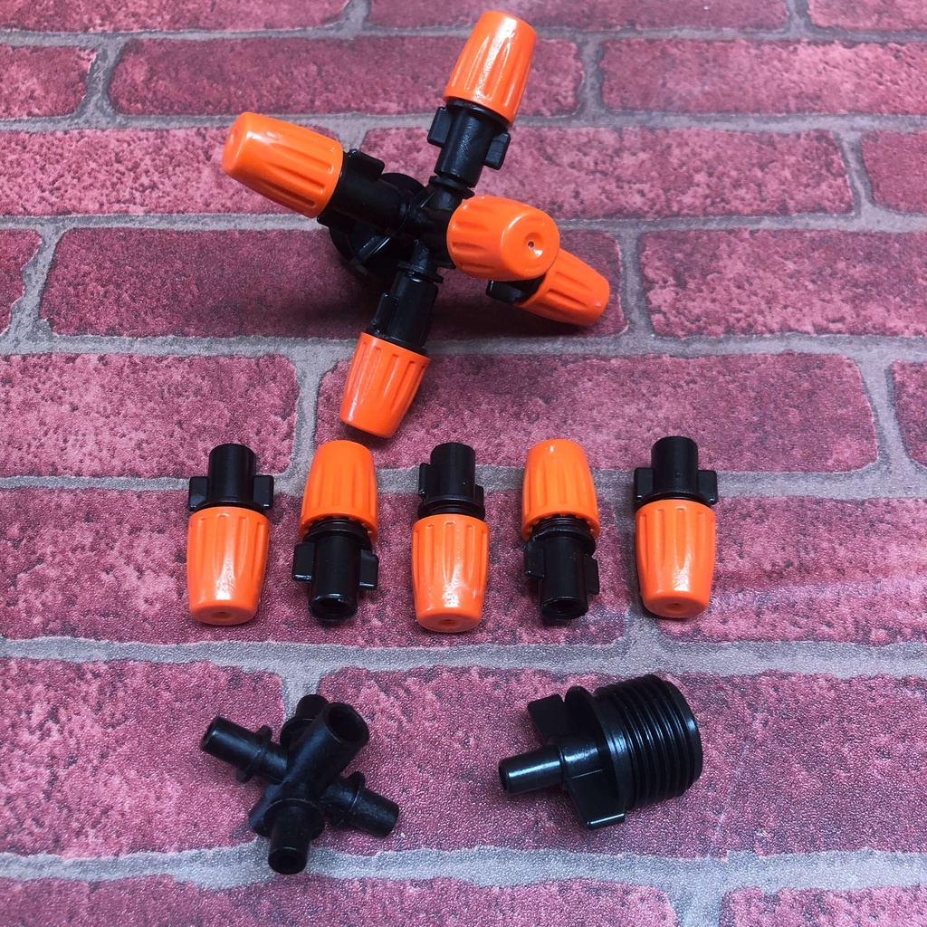 Béc phun sương 4 tia, 5 tia, béc phun tưới cây thân xoay, cánh đập nhựa PE