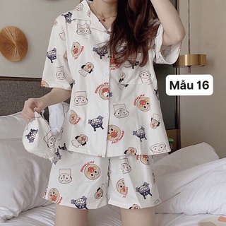 Bộ đùi pyjama kate lụa họa tiết