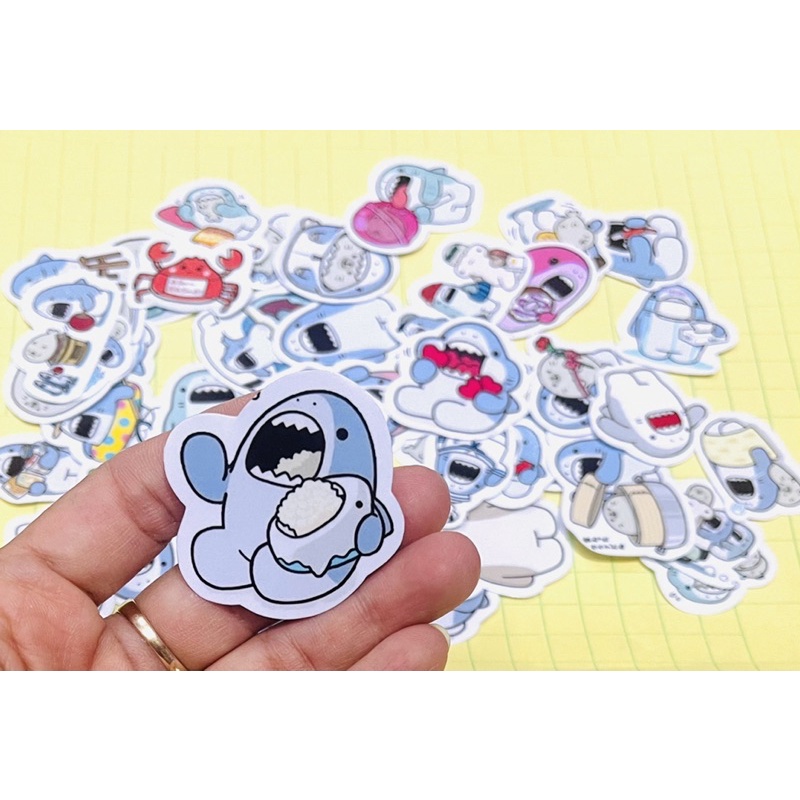 Sticker samezu shark 30-60 cái ép lụa chống xước chống nước/ảnh dán samezu shark