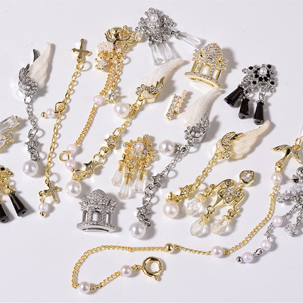 [Hàng mới về] Phụ Kiện Đá Trang Trí Móng Tay Hình Cánh Thiên Thần 3D Lấp Lánh Sang Trọng