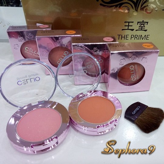 Phấn má Hàn Quốc Cellio Shining Blusher kèm chổi má siêu đẹp