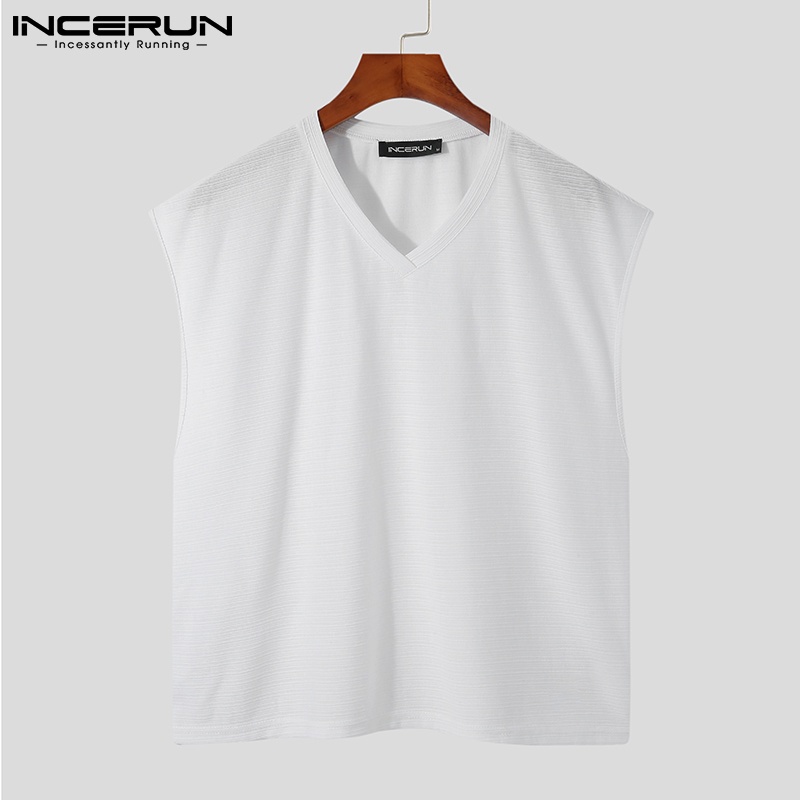 Áo ghi lê INCERUN dệt kim cố chữ V đơn giản 2 màu tùy chọn thời trang cho nam