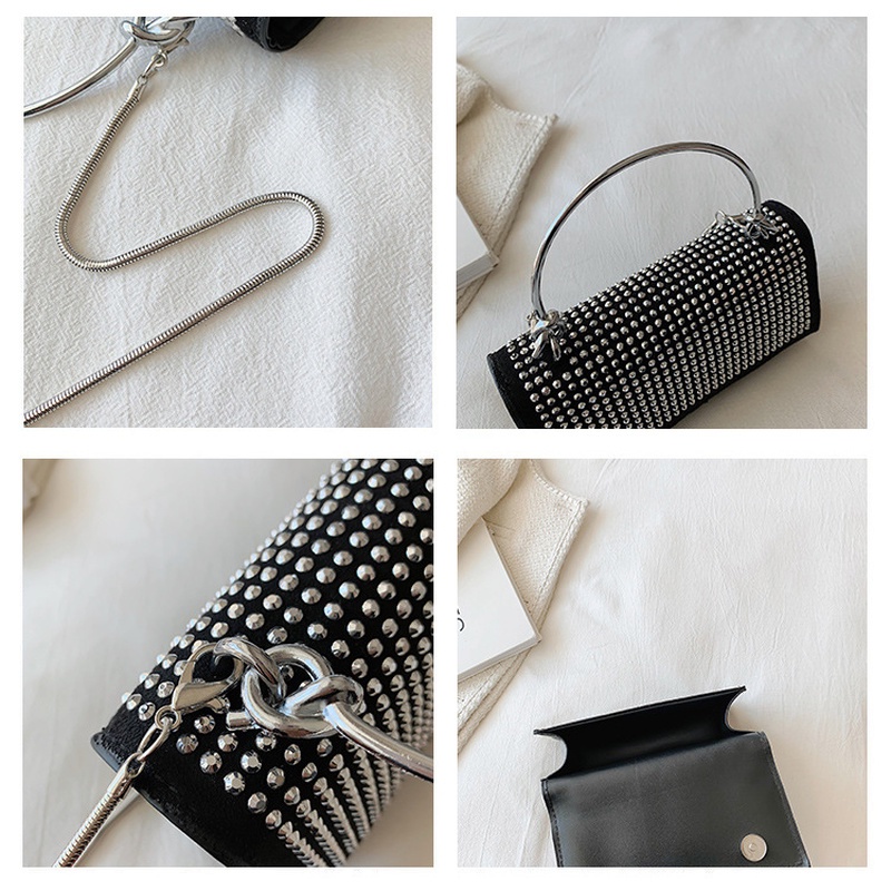 Túi Đeo Chéo Hình Vuông Nhỏ Đính Đá Đơn Giản Phối Dây Xích NB00128 Thời Trang Mùa Hè Cho Nữ