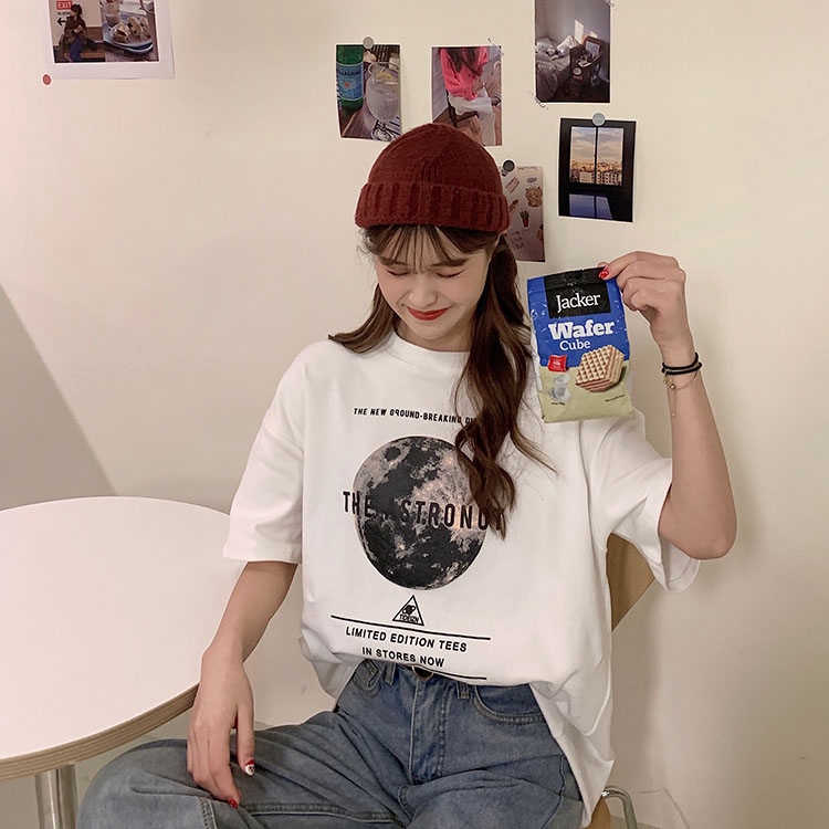 t-shirts new fashion wild casual loose Planet print | BigBuy360 - bigbuy360.vn