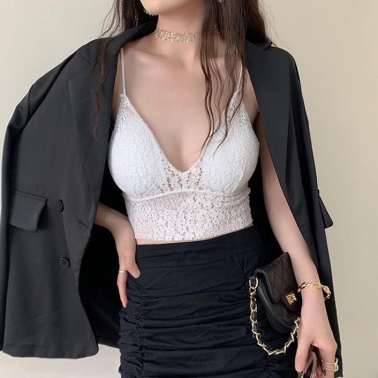Áo Bra Croptop Ren Hoa Trẻ Trung Có Mút Ngực 990