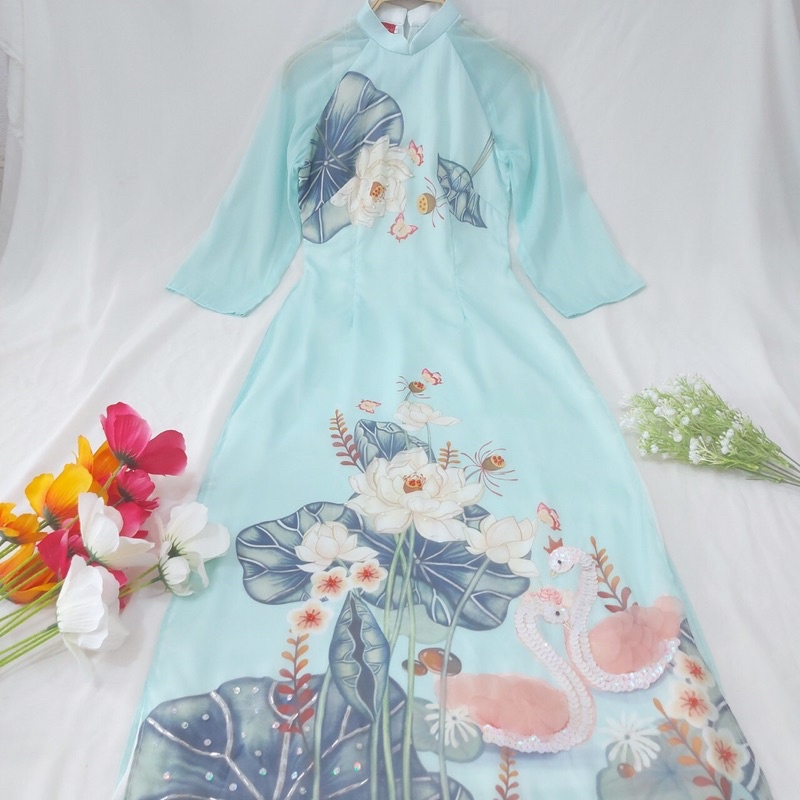 😍Set áo Dàì Sen tơ óng cao cấp đẹp sang xịn hàng thiết kế sang chảnh | BigBuy360 - bigbuy360.vn