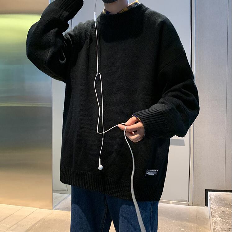 Áo sweater dáng rộng tay dài phong cách Hồng Kông thời trang xu hướng cho nam