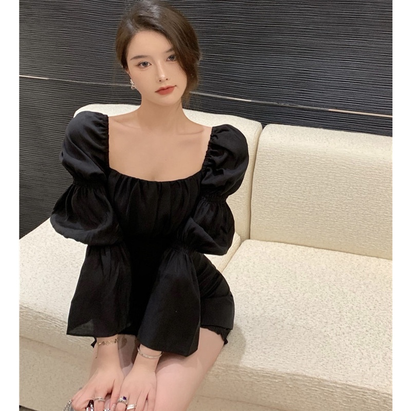 Áo Croptop Tay Loe Dài Phối Nơ Thiết Kế Hợp Thời Trang