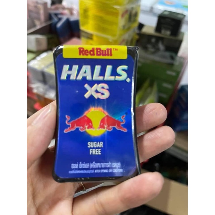 Kẹo viên ngậm không đường Hall vị Redbull tăng lực Thái Lan hộp 13.8g