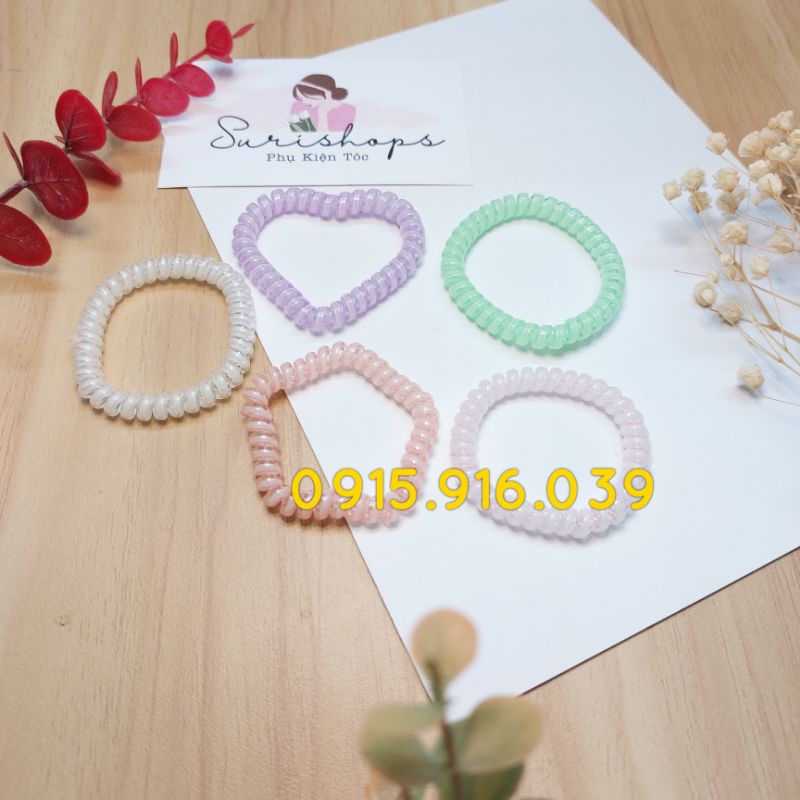 Set 5 Buộc Tóc Lò Xo Mẫu mới màu pastel size 4.5 cm