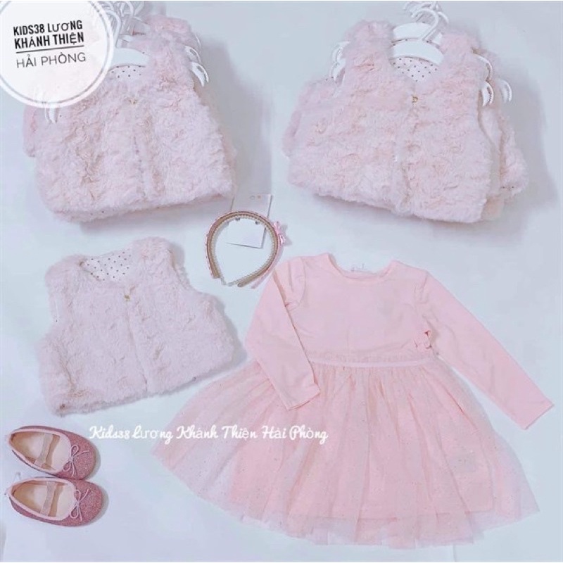 Váy kim tuyến cotton mềm bé gái hàng H.M chính hãng