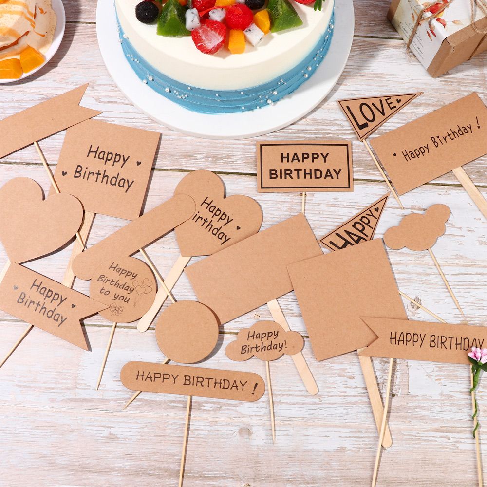 Set 6 que cắm trang trí bánh sinh nhật bằng giấy kraft DIY