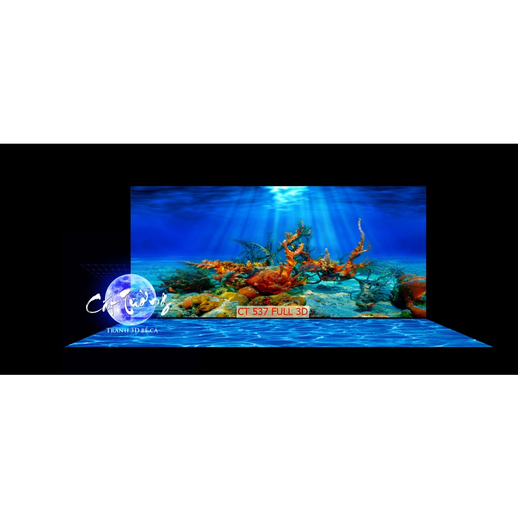 tranh 3d. tranh dán bể cá thủy sinh, bể cá rồng (tranh lưng)