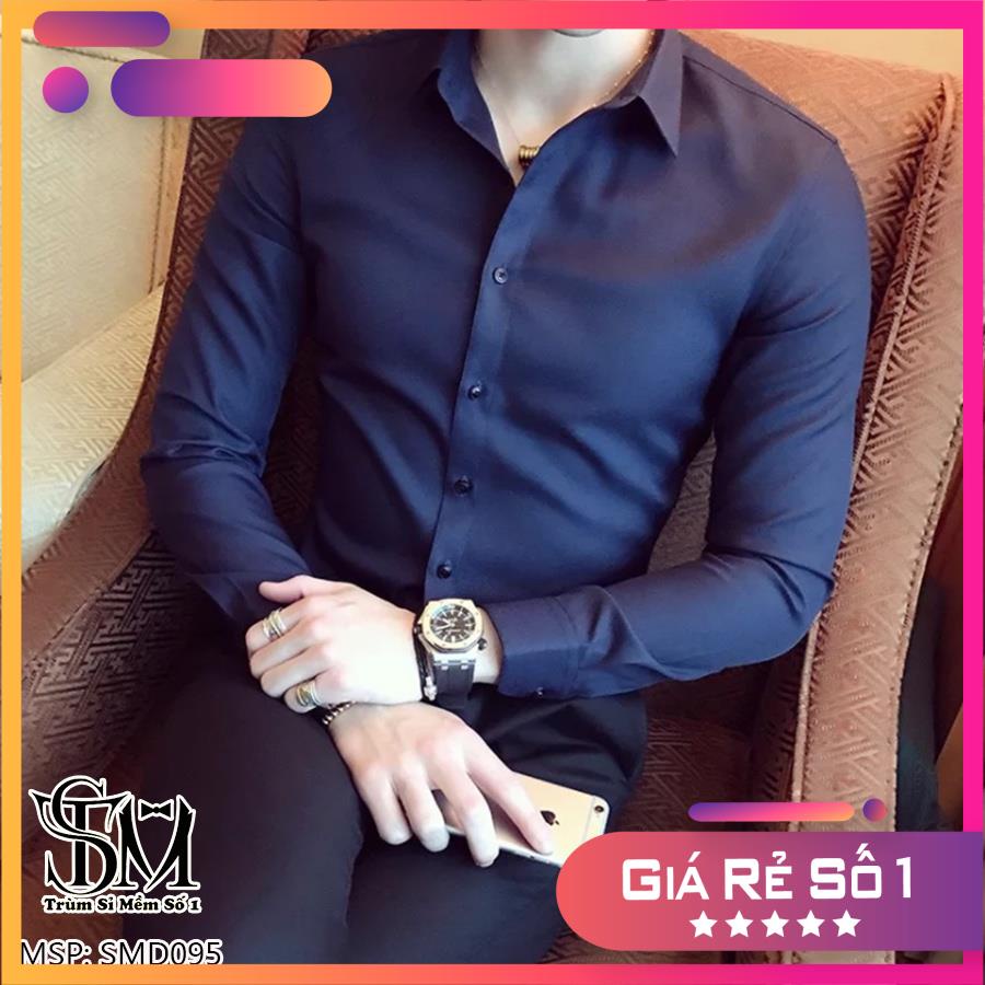 Áo sơ mi TSM màu trơn xanh than lịch lãm mã 95