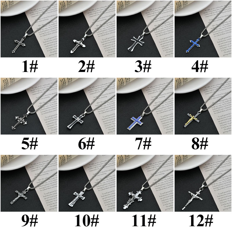 XiaoboACC Vòng Cổ Mặt Thánh Giá Bằng Thép Không Gỉ Phong Cách Hip Hop Thời Trang Dành Cho Nữ Và Nam - 60CM
