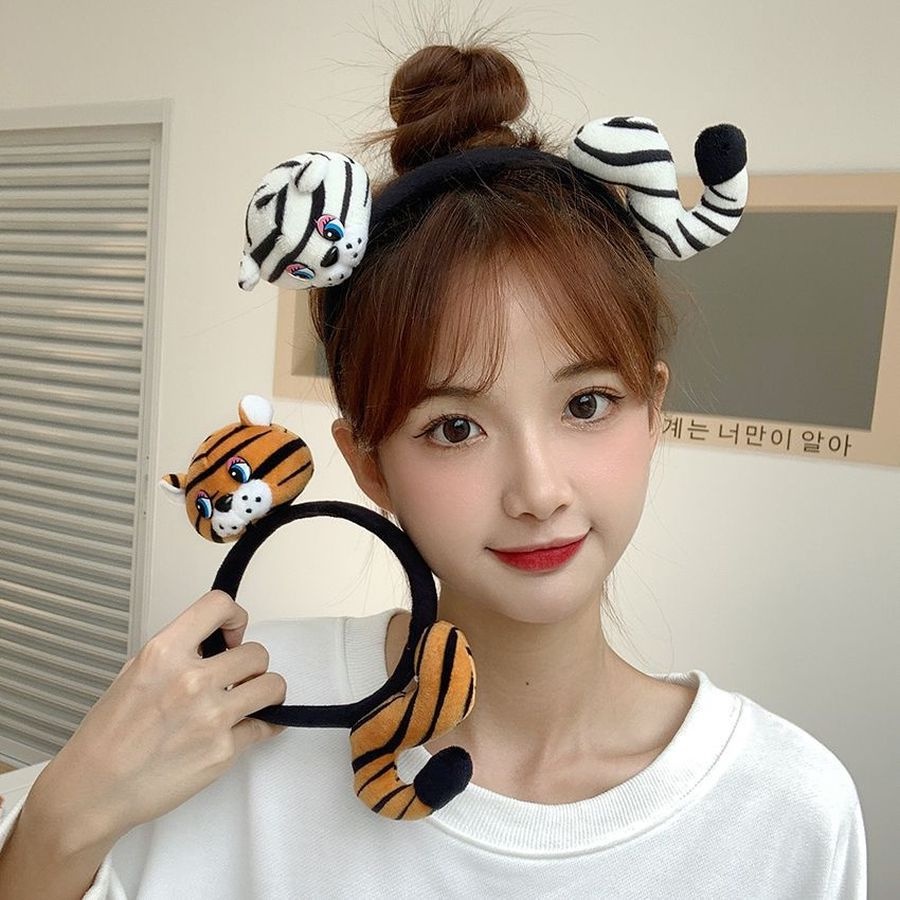 Băng đô lông nhung hình hổ hoạt hình dễ thương xinh xắn