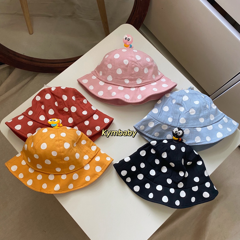 Mũ nón vành chấm bi cute ( kèm dây cài) cho bé từ 1-3 Tuổi M840