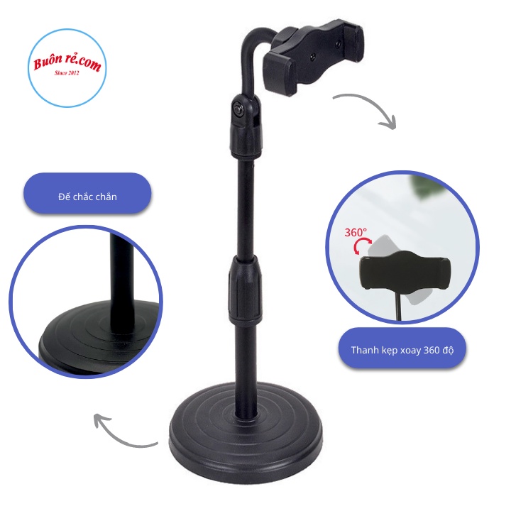 Gíá đỡ điện thoai để bàn chắc chắn, chống rung, xoay 360 độ, Kẹp điện thoại xem phim chụp ảnh tiện lợi - 01643