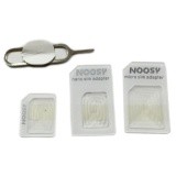 Bộ chuyển đổi Micro và nano sim thành sim thường 3 in 1 (Trắng) + Tặng 1 miếng thép đa năng
