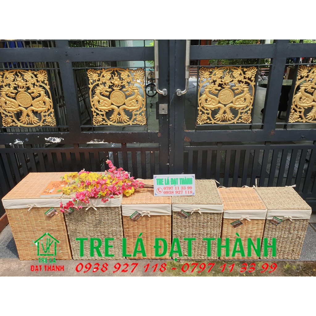 Thùng đựng quần áo giặt bằng mây kèm vải lót, sách sẽ tiện dùng và an toàn