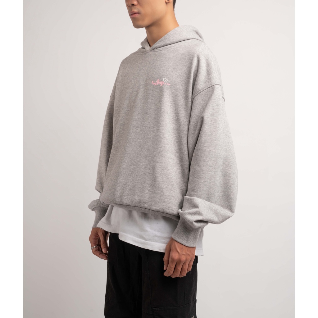 Áo Hoodie POPPOP FALLING OVERSIZE CROP/ GREY