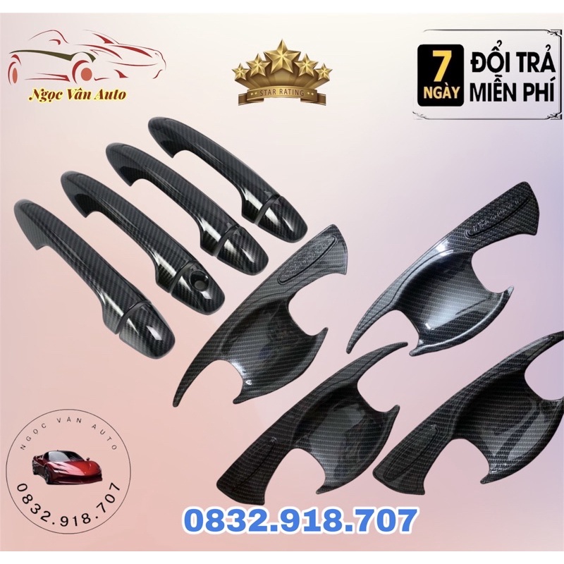 Ốp tay nắm, hõm cửa Fortuner 2017 - 2022 Mẫu Carbon