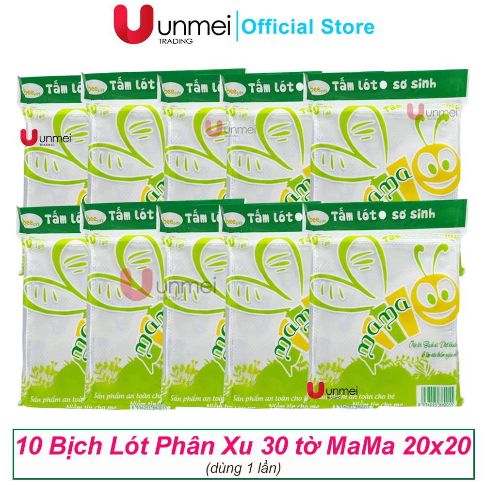 Combo 10 Bịch, Tấm Lót Phân Xu, Lót xu sơ sinh MaMa BeeVn (30c/túi) - Shop Unmei
