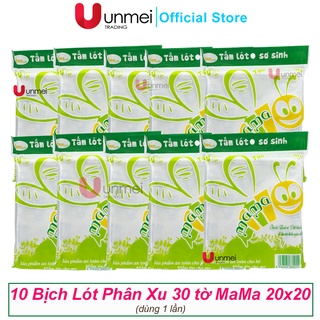 Combo 10 bịch, tấm lót phân xu, lót xu sơ sinh mama beevn - shop unmei