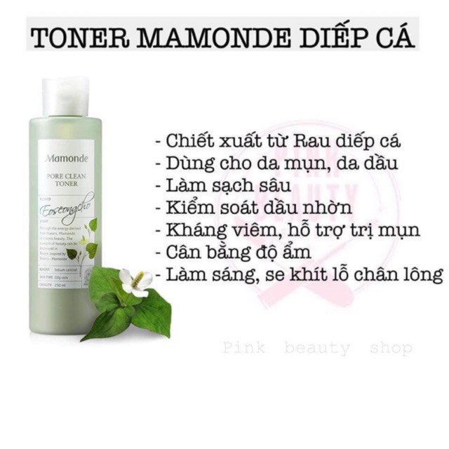 Toner mamonde - Nước hoa hồng Mamonde/Rose Water Toner/diếp cá/Pore Clean [MaiMeo]