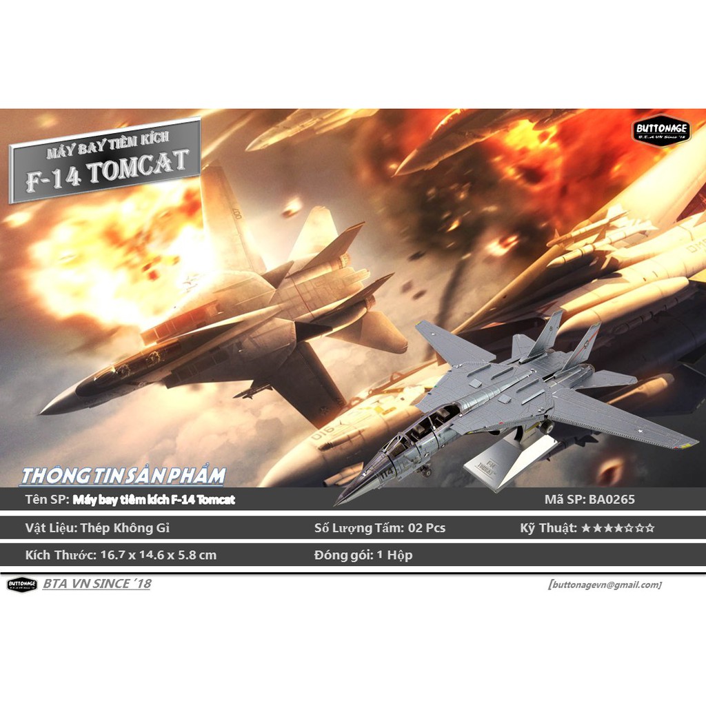 Mô Hình Lắp Ghép kim Loại 3D Máy bay tiêm kích F-14 Tomcat