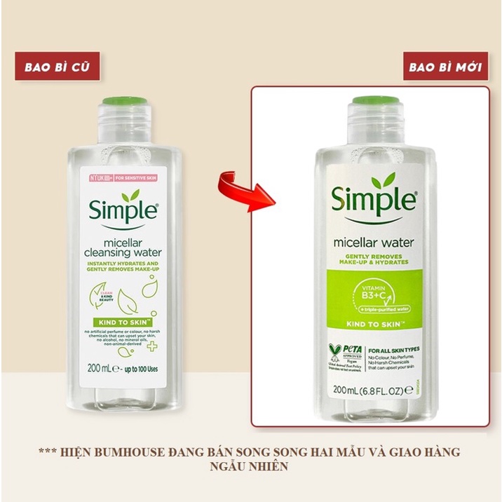 Nước Tẩy Trang Dịu Nhẹ Simple Kind To Skin Micellar Water 200ml