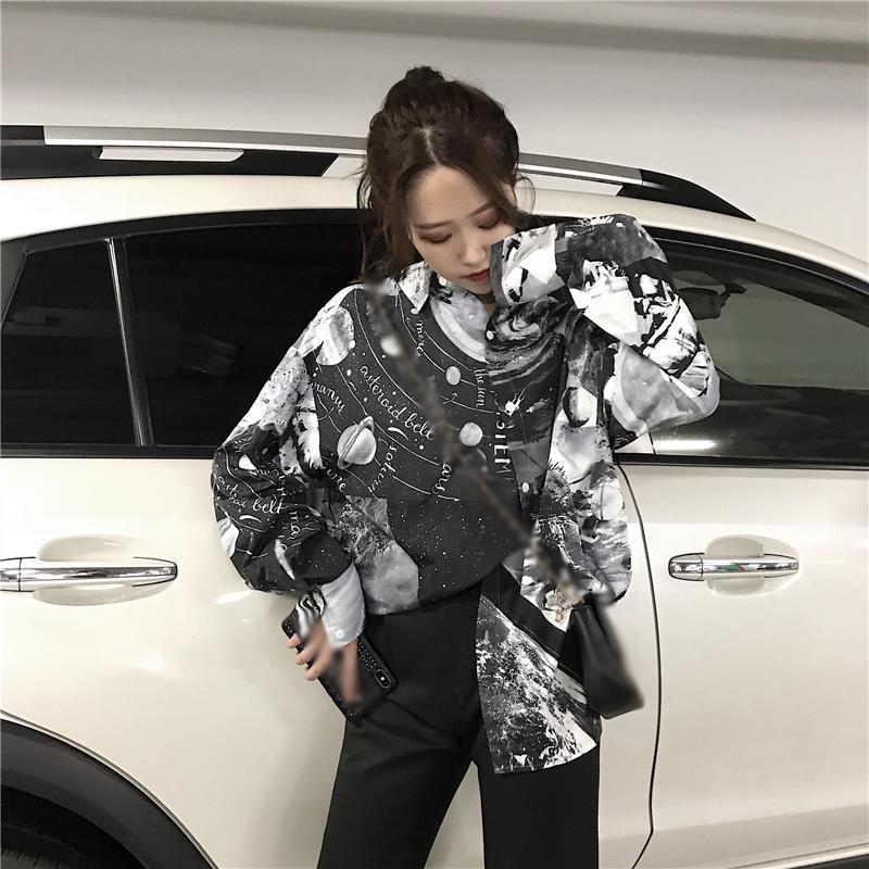 Áo Sơ Mi Nữ Tay Dài Dáng Rộng Phong Cách Hàn Quốc