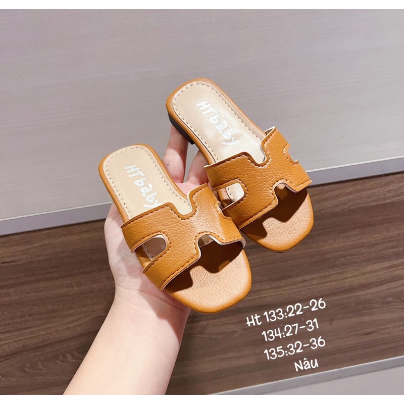 Dép bé gái, Dép lê quai ngang trẻ em chữ H trơn cho bé đi biển đi chơi đi học from nhỏ nhích size