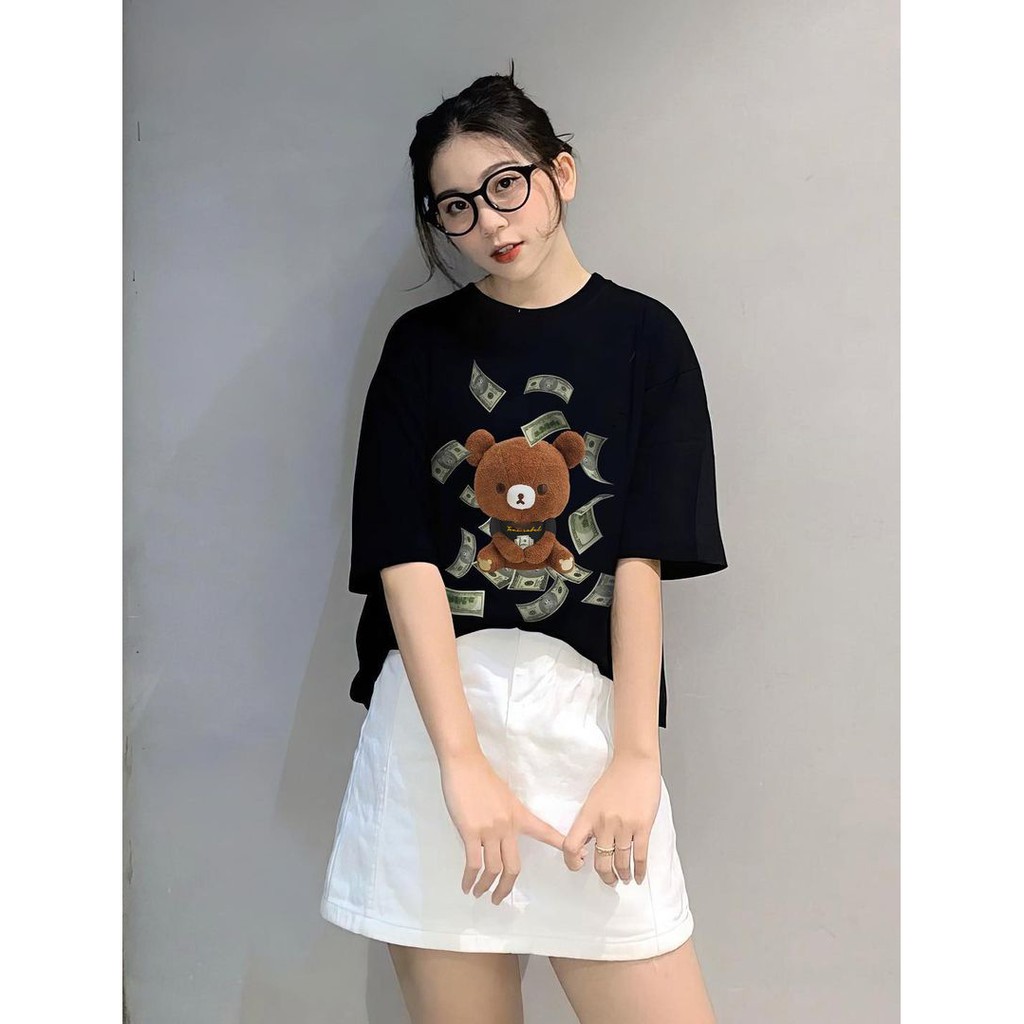 Áo Thun Tay Lỡ Gấu Đô La CAMNHUNG Áo Thun Nam Nữ Unisex Hot Hit