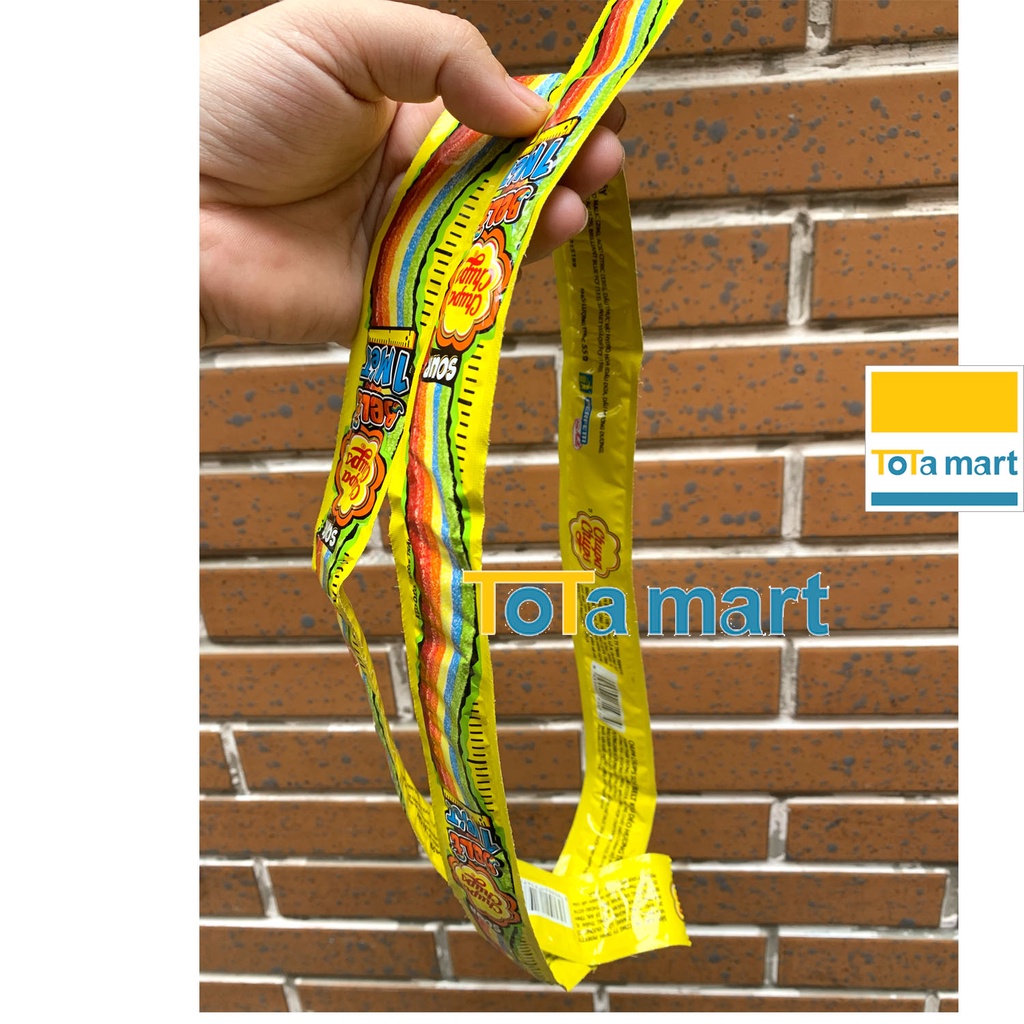 (HSD 08/2024) Lẻ dây 1m kẹo dẻo trái cây cầu vồng Sour Belt Chupa Chups siêu dài 1 mét 55g.