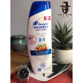 [USA] Dầu gội&xả Head and Shoulder 2IN1 Dry Scalp (Hạnh nhân) 400ml trị gàu chính hãng P&G Mỹ