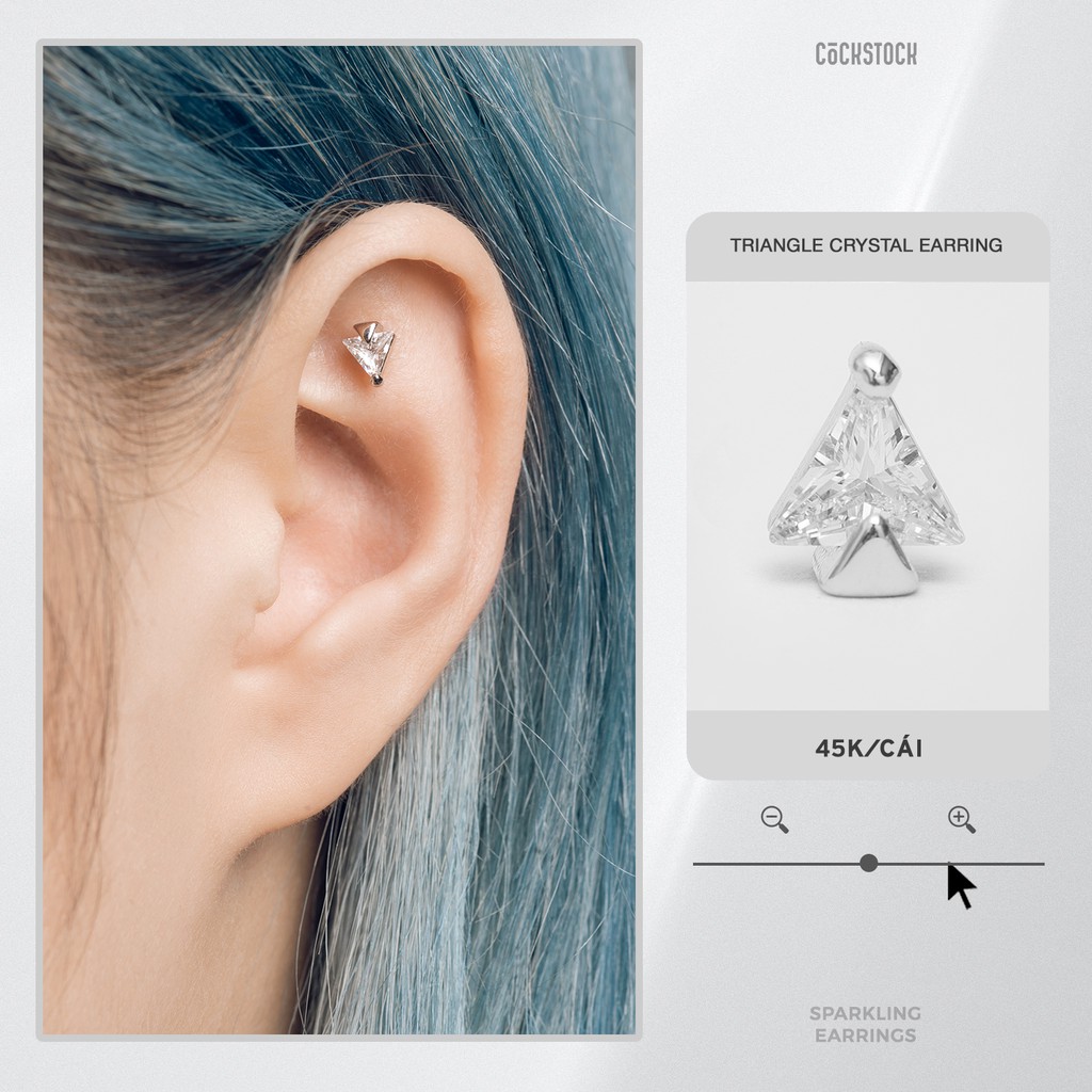 Khuyên tai đá TRIANGLE CRYSTAL EARRING 45