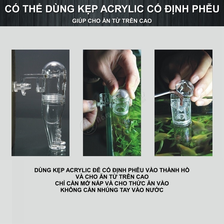 Phễu Acrylic Đa Năng Hình Ống Quần | Cho Cá Ăn Trùn Chỉ, Actermia, Bobo - Bẫy Sán - Bẫy Ốc Hại