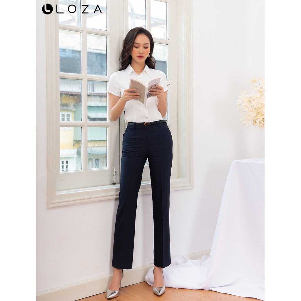 [Mã FASHIONMALLT4 giảm 15% đơn 150k] Áo sơ mi trắng LOZA cộc tay - LS1452