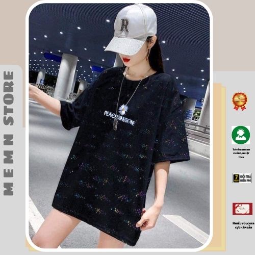Áo kim tuyến pe hoa cúc form rộng vải đẹp, trẻ trung, mát mẻ, thấm hút mồ hôi MEMN 952