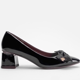Giày cao gót đế vuông 5cm mũi vuông phối nơ Evashoes Eva0032B